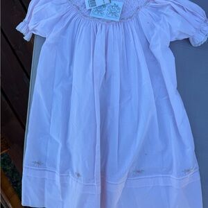 Pink Smocked Kids Casual Dress